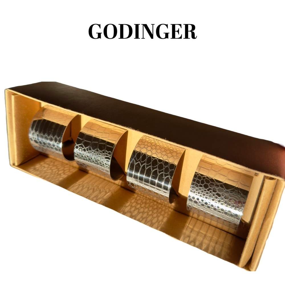 Godinger 🆕 Croco Napkin Ring • New in Box • Set of Four